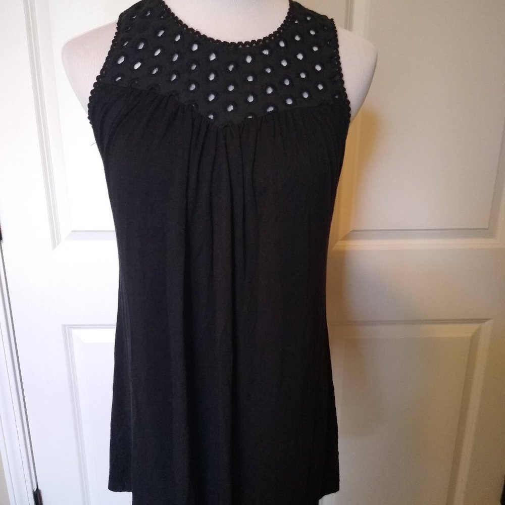 Akiko M black sleeveless tunic  top
